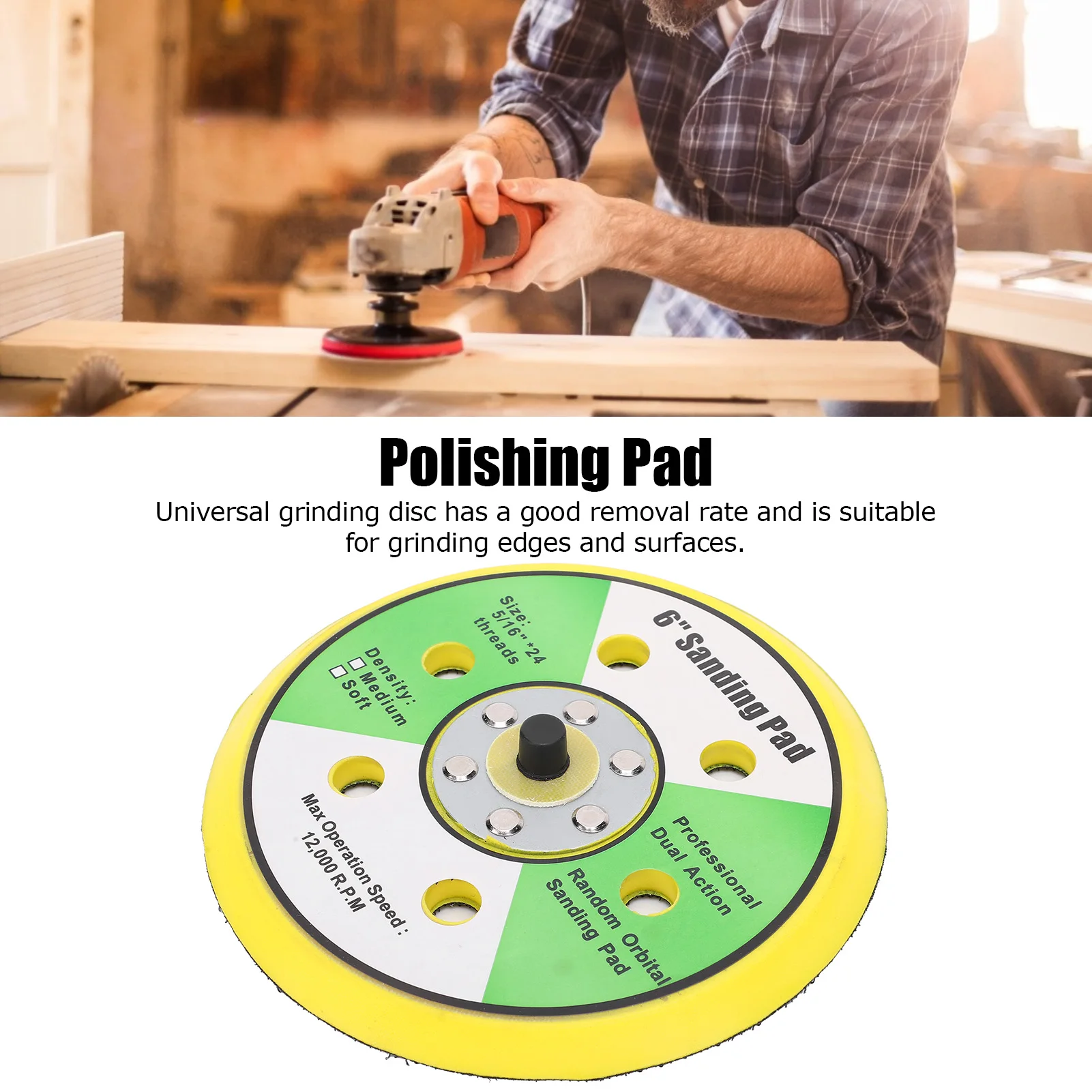 

150mm 6 Inch Sanding Disc 6 Holes Abrasive Pad Round Grinding Disk for Sander Polishing Grinding Metal Wood Stone Surface