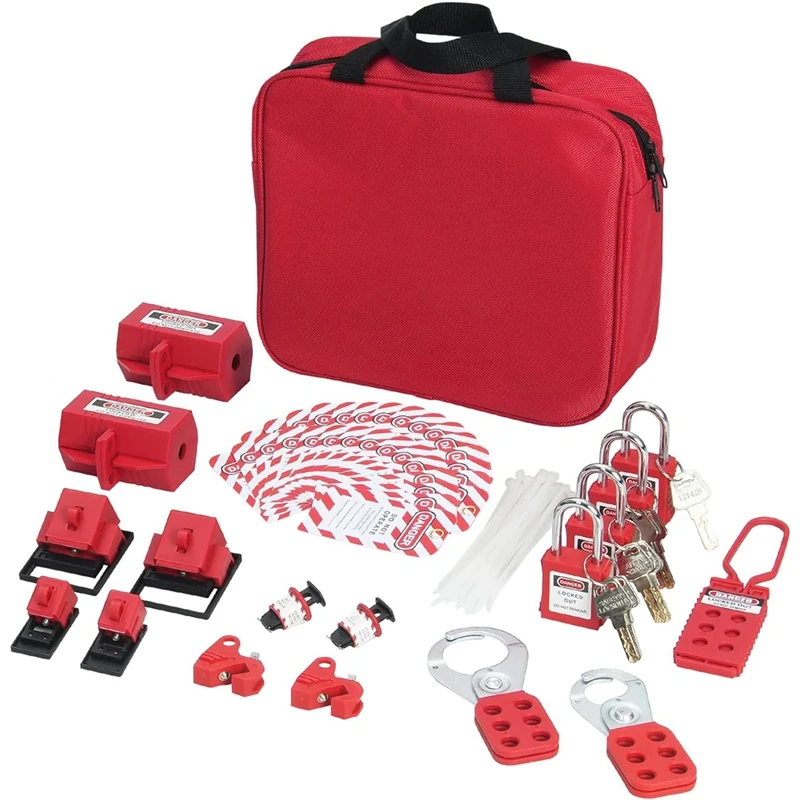 Electrical Lockout Tagout Kit, 47 PCS Safety Lotokit Circuit Breaker Lockouts, For Industrial, Electric Power