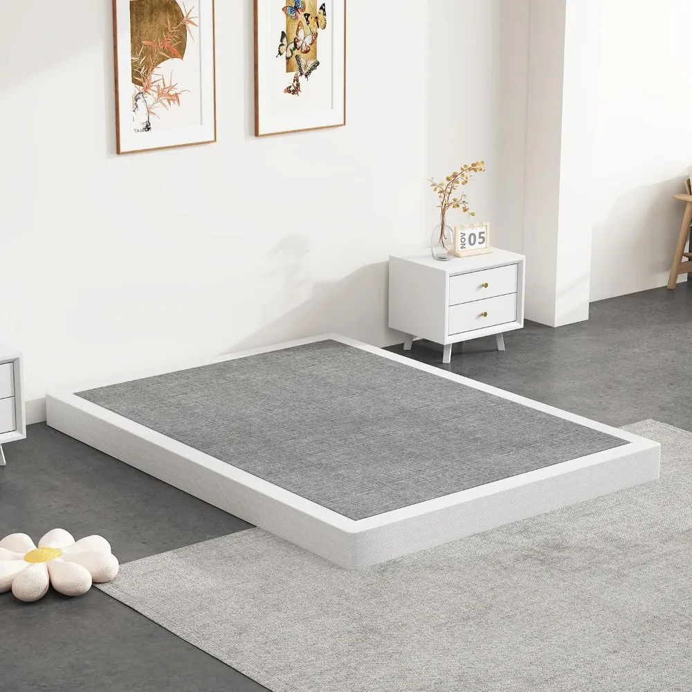Queen Bed Box Spring 5 Inch, Strong Metal Frame Mattress Foundation, Quiet & Easy Assembly