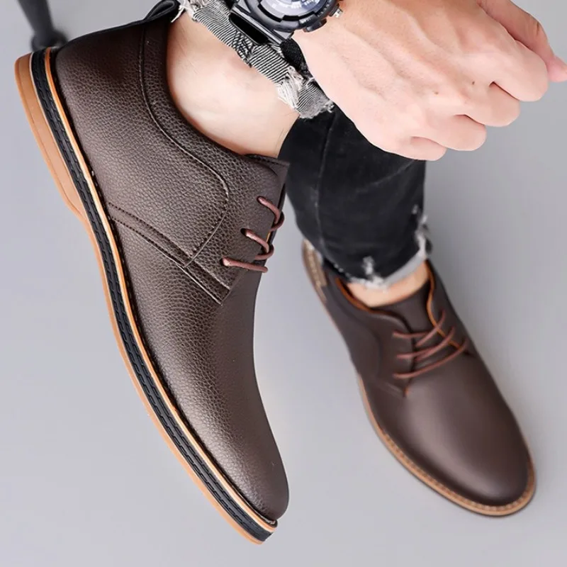 Men's Dress Shoes Classic Business Leather Shoes Lace-up Oxford Shoe Men Casual Leather Shoes Large Size38-48 Sapatos Masculinos