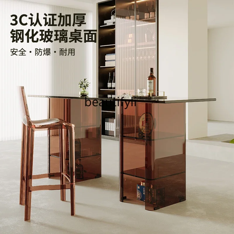 

yj5 cqyItalian minimalist bar table, living room partition cabinet, designer home leisure high table