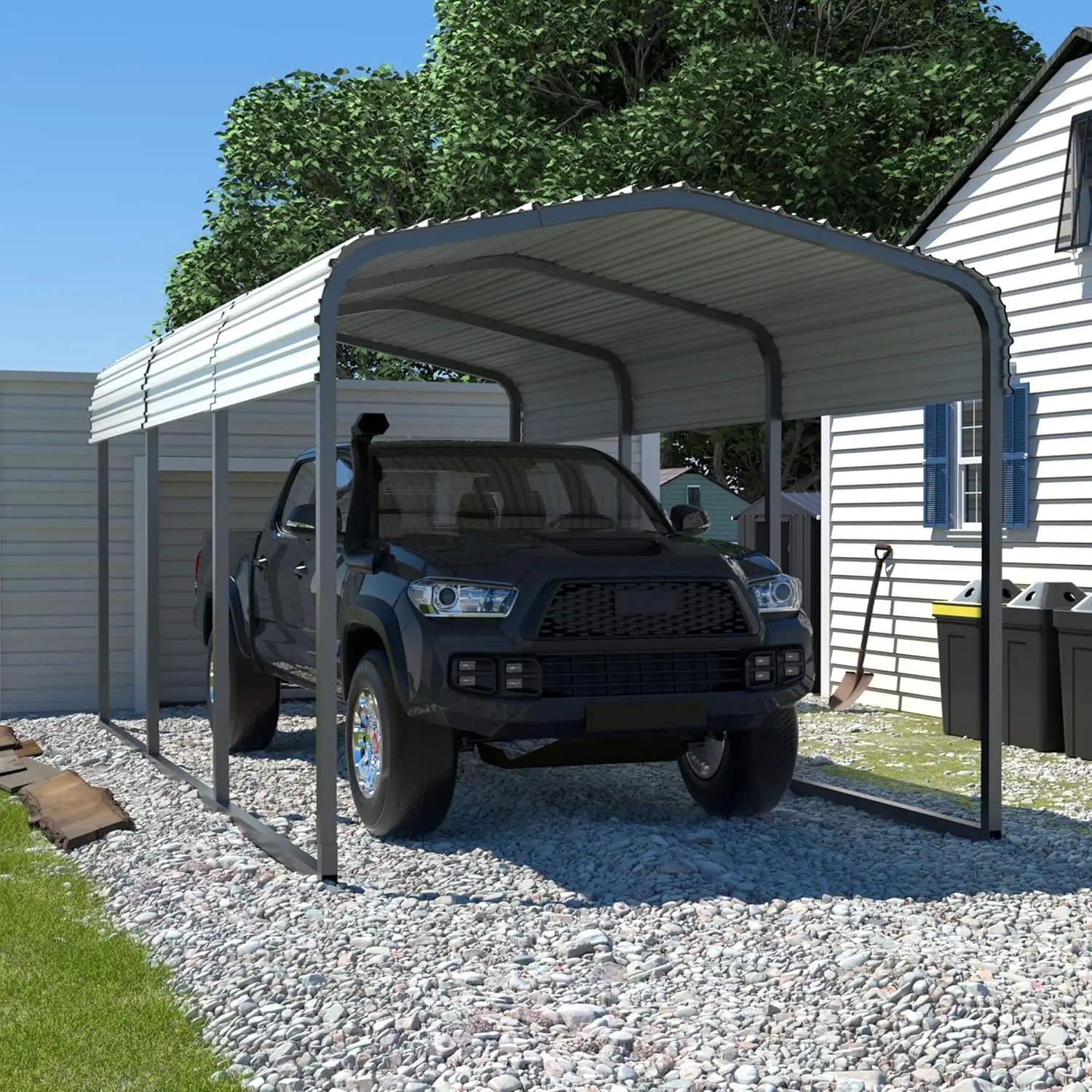 10’x15’ Metal Carport, Heavy Duty Carport with Sloped Steel Roof for Snow, Upgraded Outdoor Car Ports Canopy with, Customized