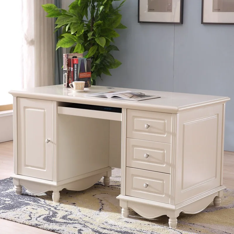 American computer desk Household small computer Desktop writing White solid wood Korean table