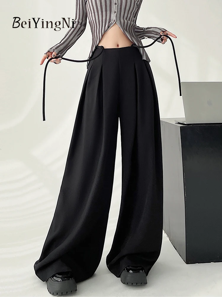 Beiyingni Elegant Loose Suit Pants for Women Spring Summer High Waist Wide Leg Pants Female Y2K Fashion Chic Street Trousers