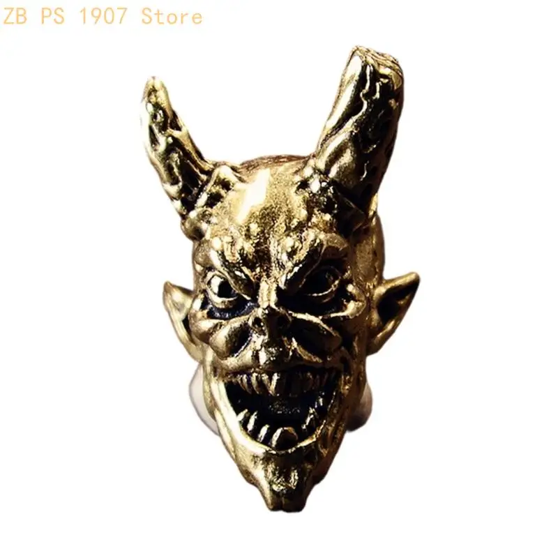 Handmade Brass Broken Corner Devil Head Bead For Keychain Necklace Accessories Jewelry Component 55KA