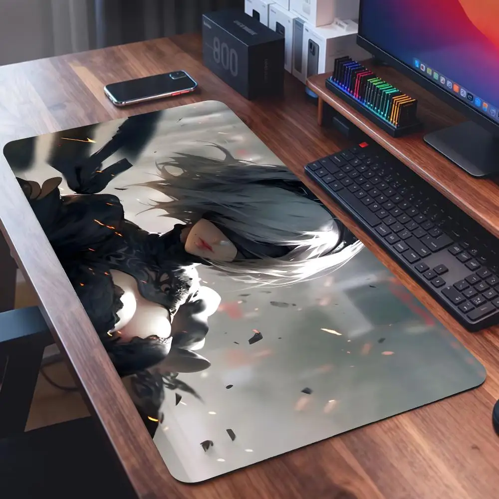 Melancholic Game N-NieR Automata Mouse Pad Non-Slip Large Gaming Mat, Waterproof & Stitched Edge Desk Pad
