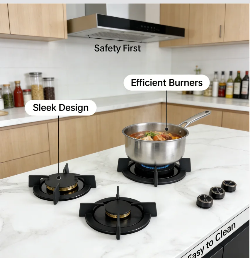 

Slate Multi-Eye Gas Stove Household Built-In Cooktop Multi-Head Gas Hob Three-Burner For Home Kitchen