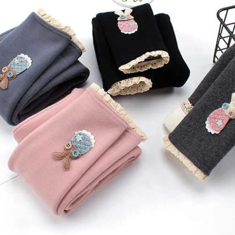 

Girls Leggings Kids Winter Pants Soft Cartoon Rabbit Print Cashmere Style 1-8Y Toddler Bottoms Baby Girl Tights Autumn Clothes