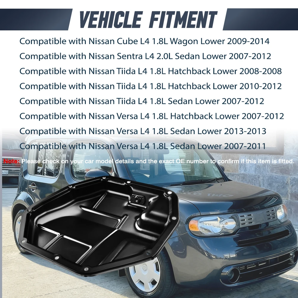 

Engine Oil Pan With Drain Plug For Nissan Cube Sentra Tiida Versa L4 1.8L Wagon Sedan Hatchback Lower 11110-EN20A 11110EN210 ﻿