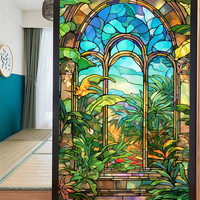 Window Film Window Clings Non-Adhesive Static Cling Removable Plant Patterns Decorative Window Stickers for Glass Door/Window