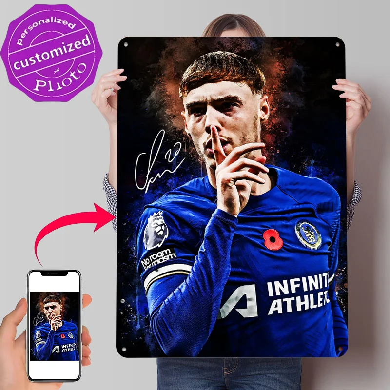 Cole Palmer Portrait With Signature 3D Texture Metal Poster Customized Wall Art Tin Sign Gift for Mancave House Room Accessories