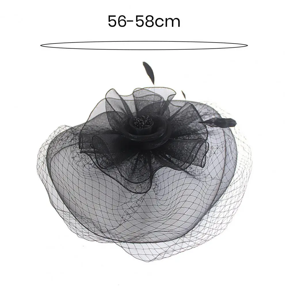 Chapeau Fascinateur en résille pour femme, accessoires de cheveux, vêtements de sauna rétro, élégant, vintage, mariage, maille, plume, fleur, scène