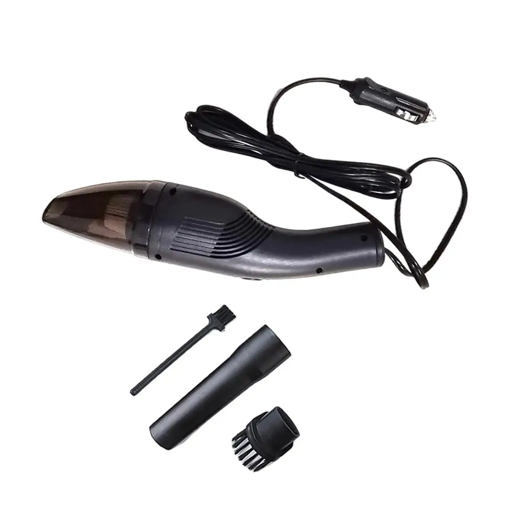 Compact Car Vacuum Cleaner with Extended Nozzle and Brush Attachment
