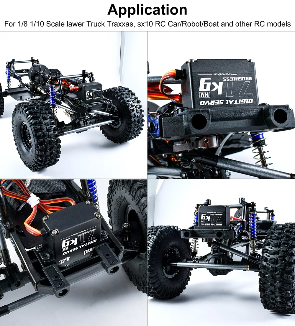 9immod rc servos 71kg motor sem escova à prova dwaterproof água servo metal engrenagem direção de alta velocidade/torque servo hv para 1/8 1/10 rc carro robô