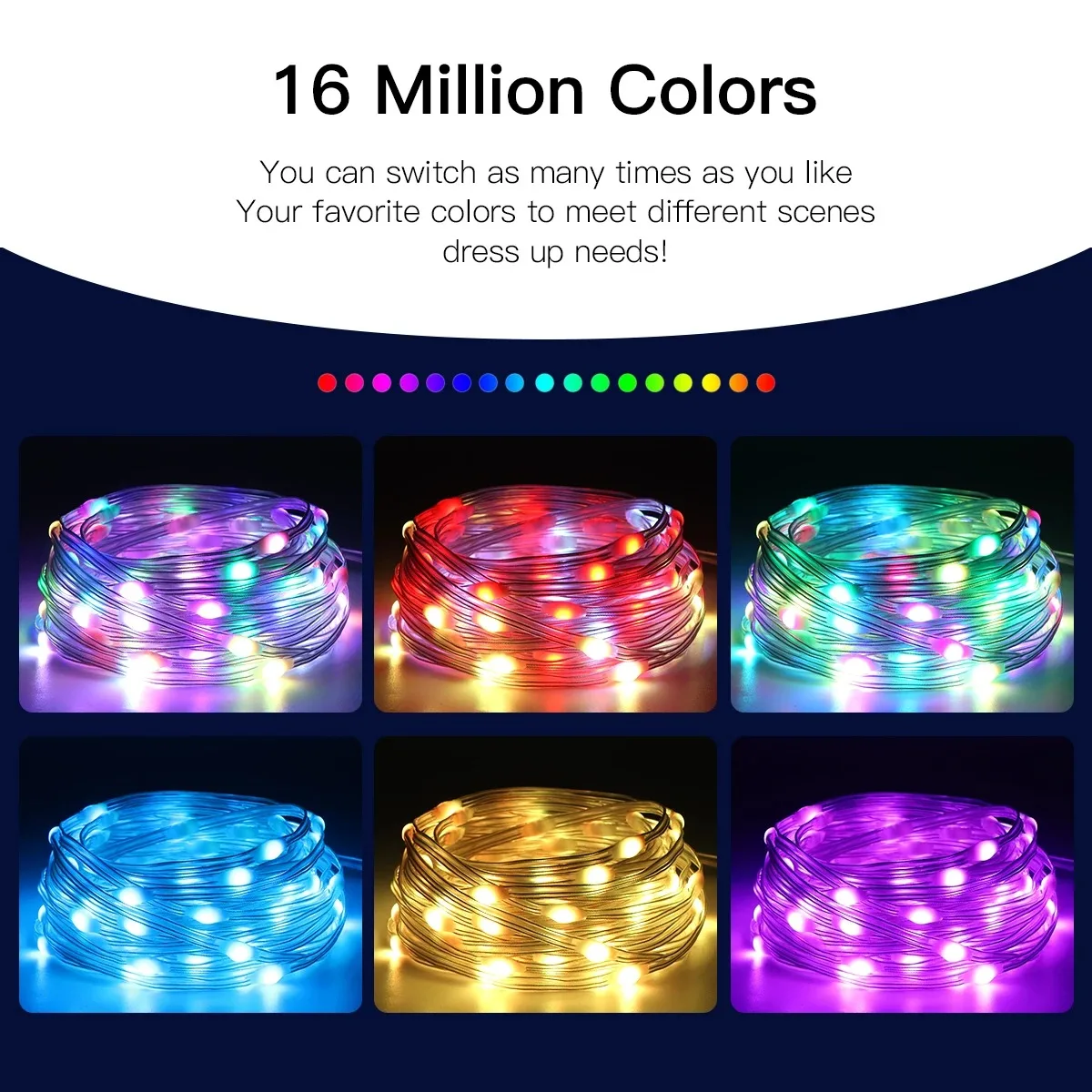 RGBIC LED Fairy String Lights Color Changing Christmas Tree Lights for Bedroom Living Room Party Holiday Decor
