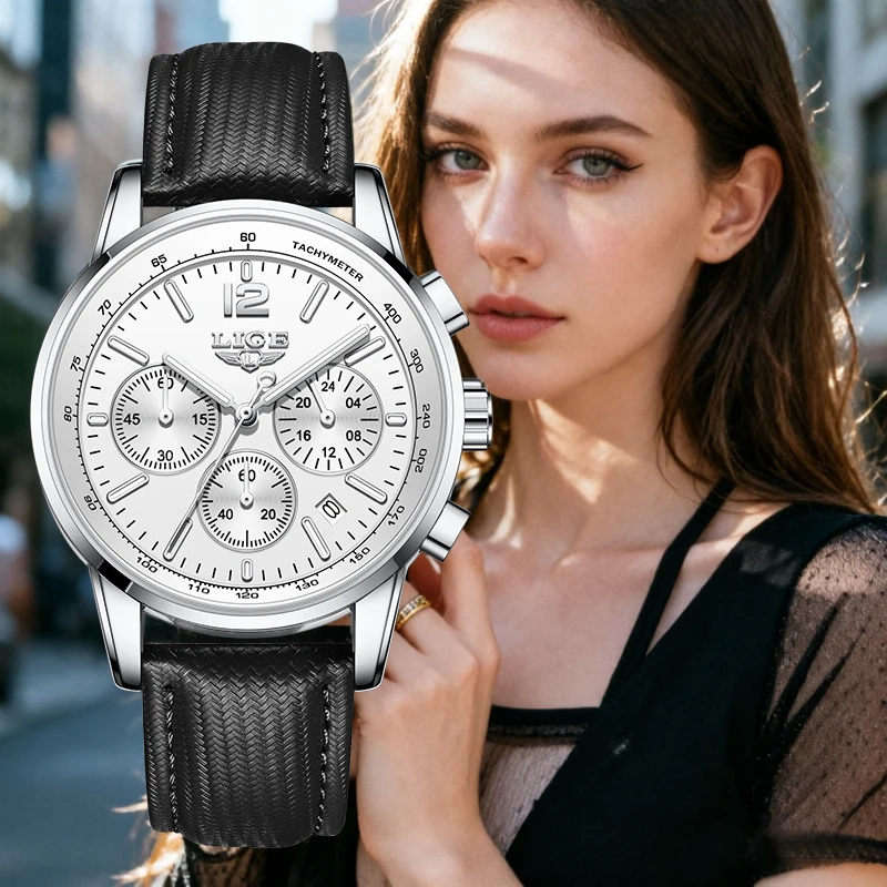 LIGE 2026 Women's Quartz Wrist Watch Fashion Women's Watch Calendar Chronograph Clock Luminous Elegant Business Watch for Women