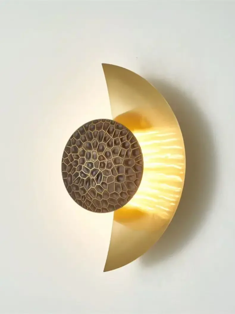 Modern Decorative Wall Lamp, Golden Circular Wall Lamp, Nordic Living Room Creative Design Bedroom Bedside Lamp Hotel Aisle Art