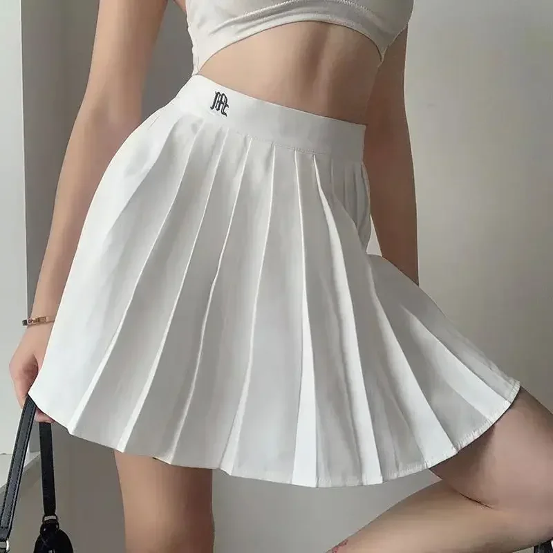 

Pleated Skirt with Shorts Woman Elastic Waist Mini Skirts Sexy Mircro Summer Embroidery Mini Tennis Skirt New Preppy Y2k