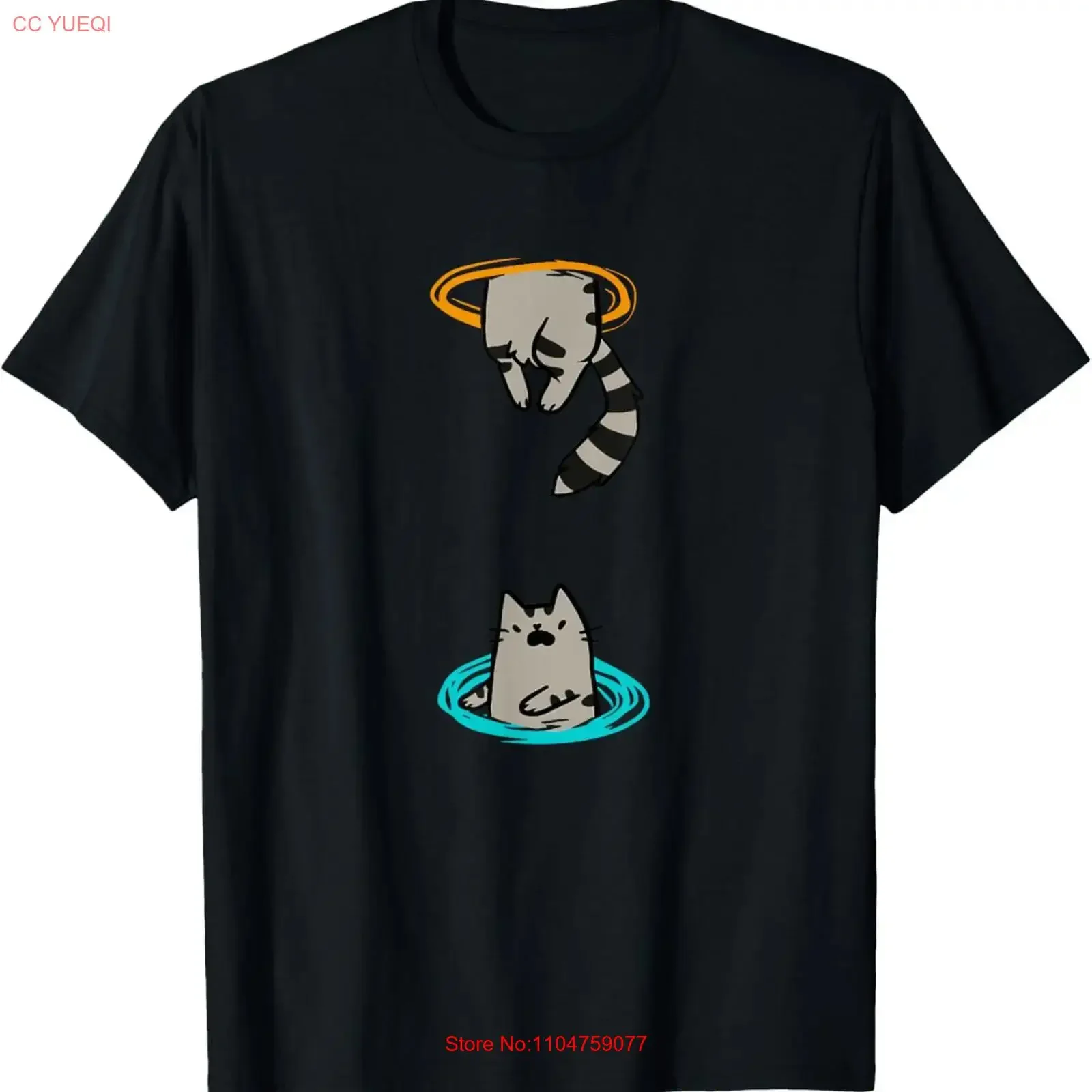 Portal Cat Funny Video Game Animal T Shirt vintage Washed designer clothes Slightly Breathable Casual Top For Everyday Wear