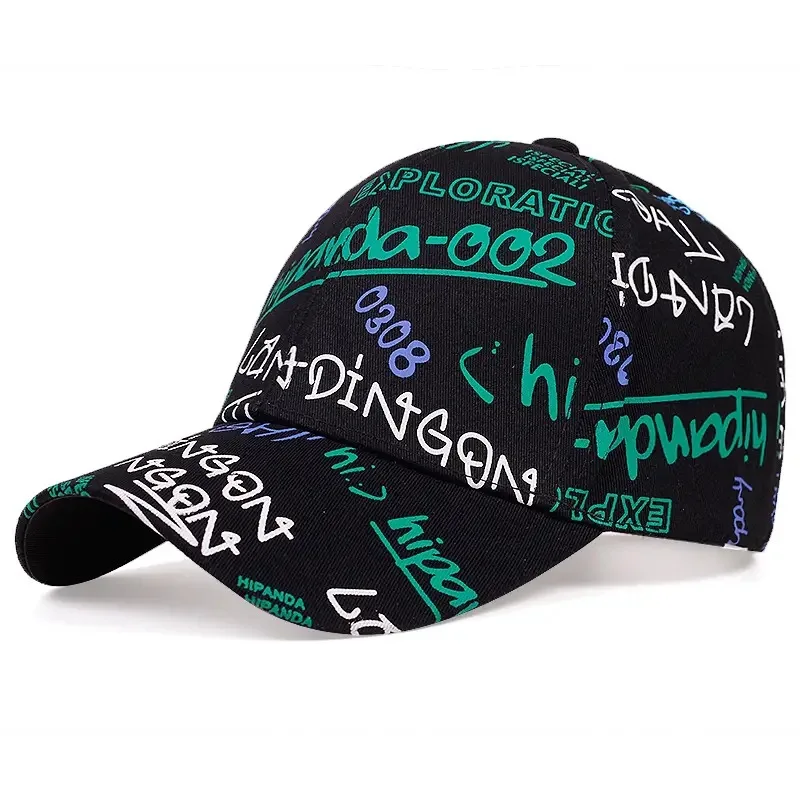 Czapka z daszkiem Graffiti Angielskie litery Koreański nadruk Casual Hat Student Cap Trend Dome Visor