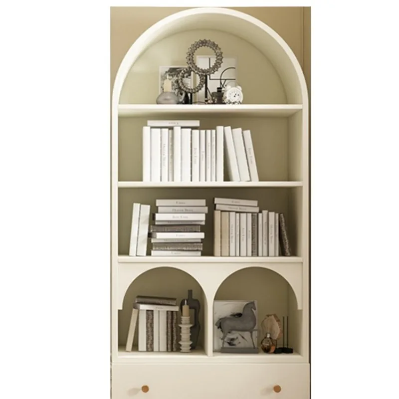 

American light luxury solid wood bookcase Children's room floor bookshelf French simple white arched locker Cabinet solid wood
