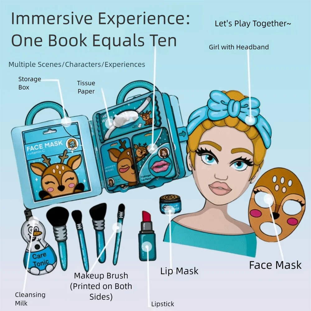 3D Nail Shop Quiet Book Creative Interactive DIY Dress Up Toy Puzzle Style Montessori Makeup Quiet Book Birthday Gift