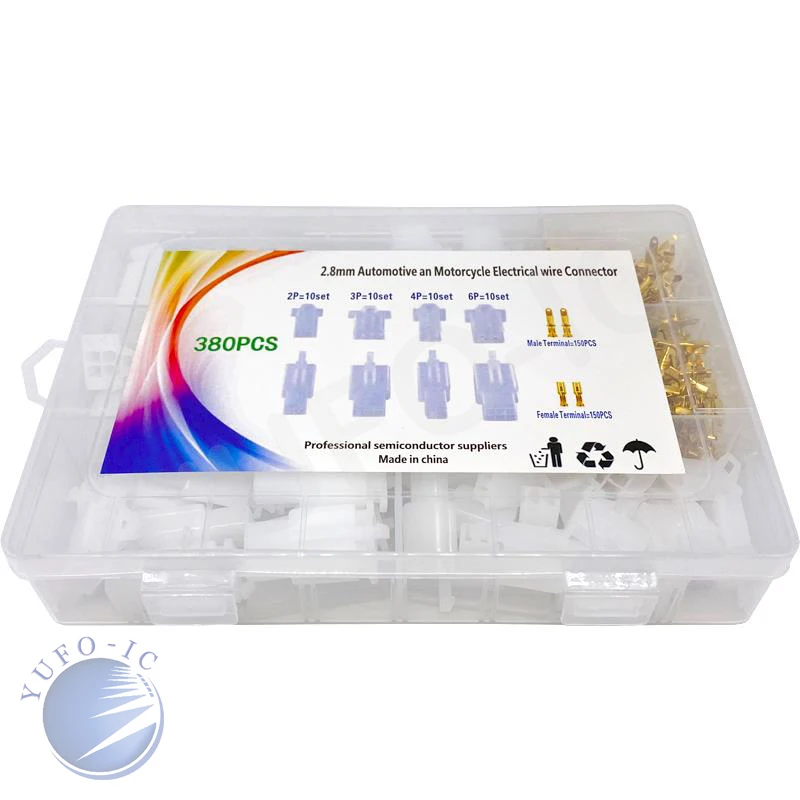 380 قطعة 2.8 مللي متر 2/3/4/6pin/p كابلات الموصلات عدة للسيارات دراجة نارية سلك السيارة محطة كتلة محطات التوصيل والمقبس