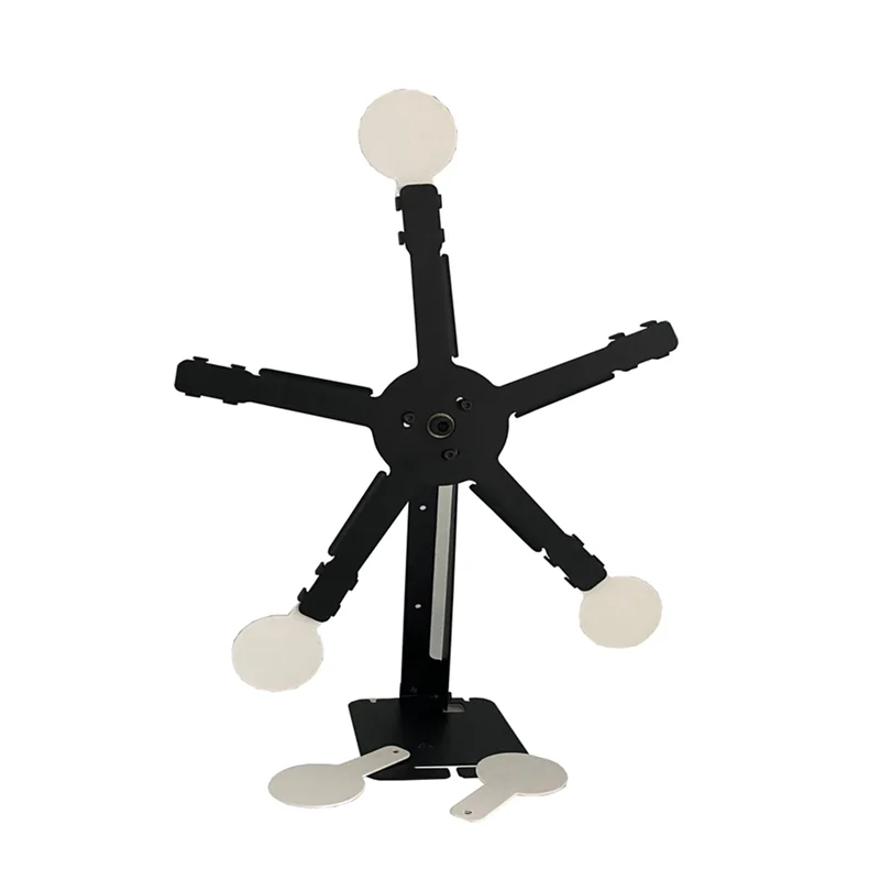

A48F-Resetting Rotate The Metal Shooting Target Stand With 5 Steel Plates For Pistol Airsoft BB Guns Targets Stand Kit Black