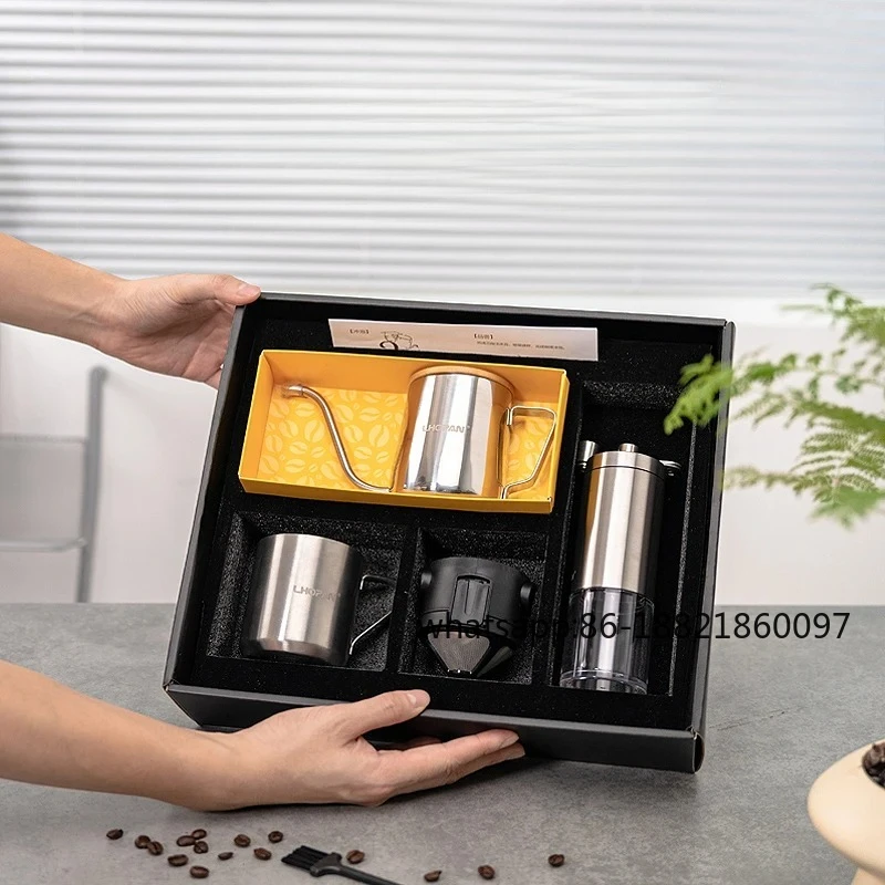 

Hand brewing coffee pot set utensils gift box brewing coffee pot household small hand grinding machine set