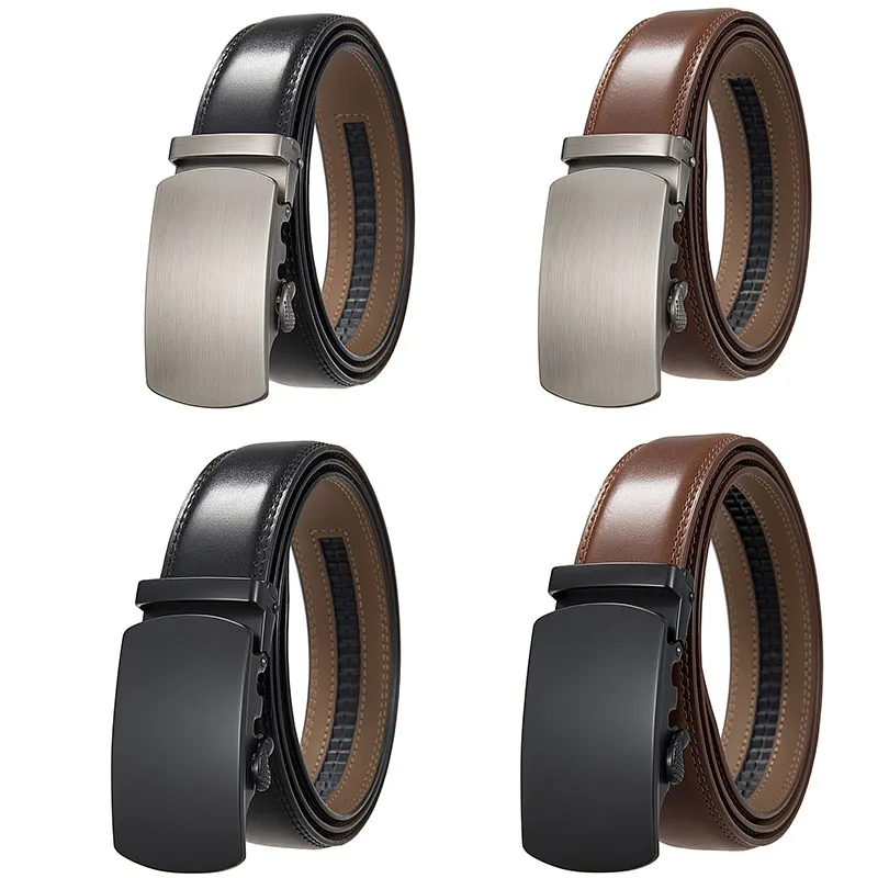 

3.5cm Width New Men's Belt Fashion Automatic Buckle Business Leather Belts For Men Jeans High Quality Strap Black Coffee Brown