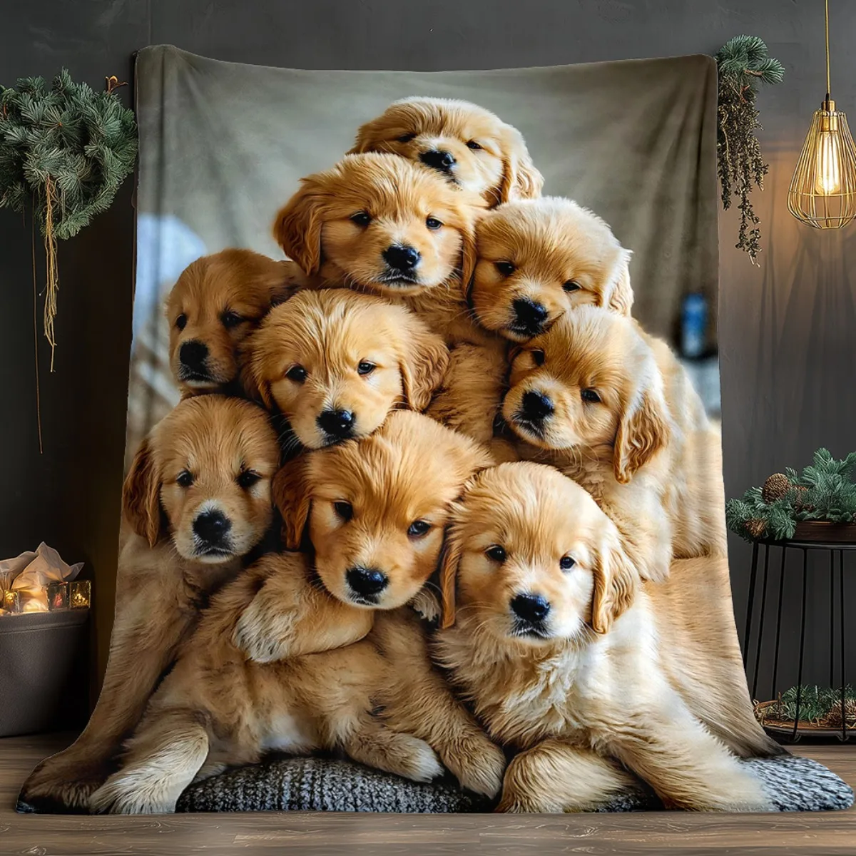 1pc Many puppies in a group Portable Blanket- Lightweight Throwfor Sofa, Travel, Camping, Livingroom, Office, Couch, Chair, and