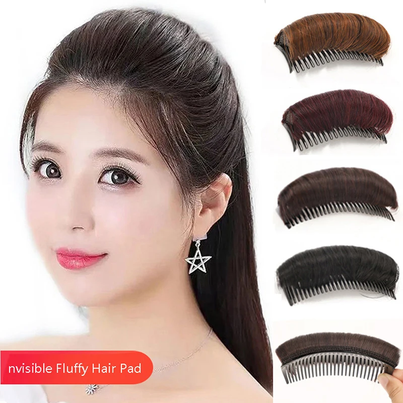 【1PCS Invisible Fluffy Hair Pad For Female Hot Sale Wig Cushion Stable Comfortable High Temperature Fiber Insert Comb】