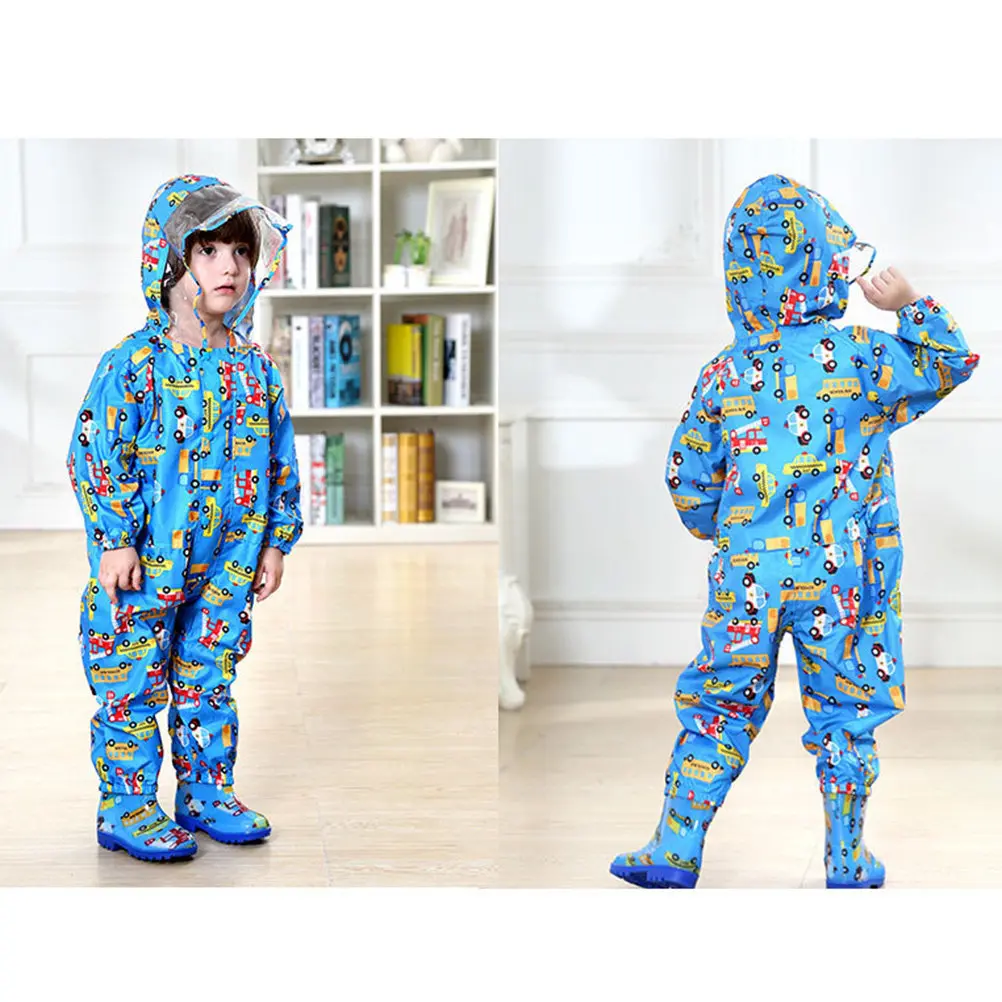 

Cartoon Pattern Kids Raincoat Poncho Hood Portable Waterproof Polyester Material Lightweight Travel Outdoor Activities