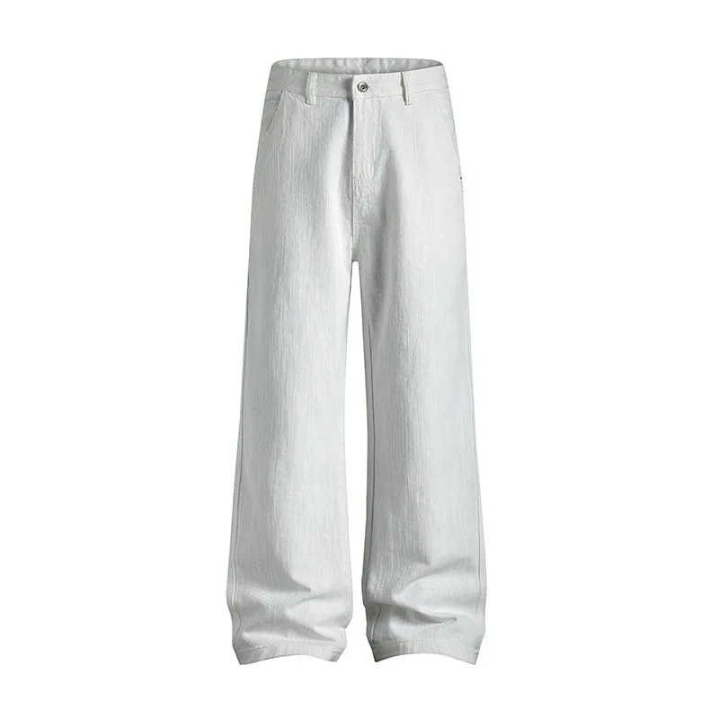 좋은 품질 남성 캐주얼 바지 여름 패션 솔리드 컬러 질감 간단한 기본 스트레이트 바지 바이브 스타일 빈티지 streetwear