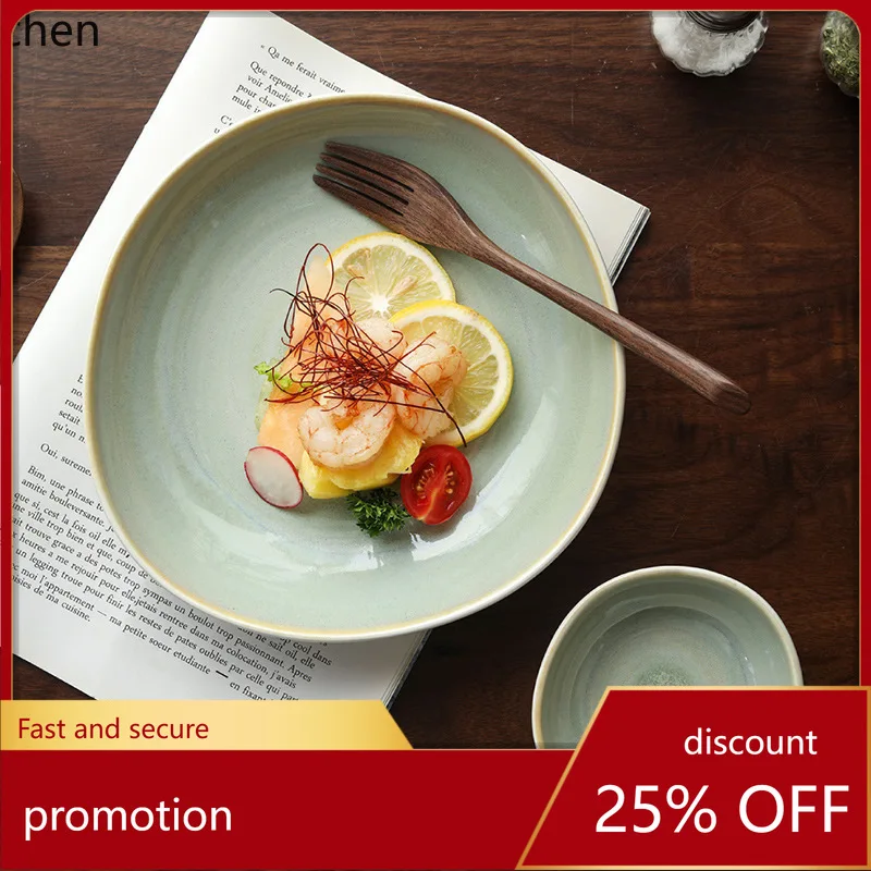 

ZML salad bowl, deep dish ceramic tableware, household soup plate