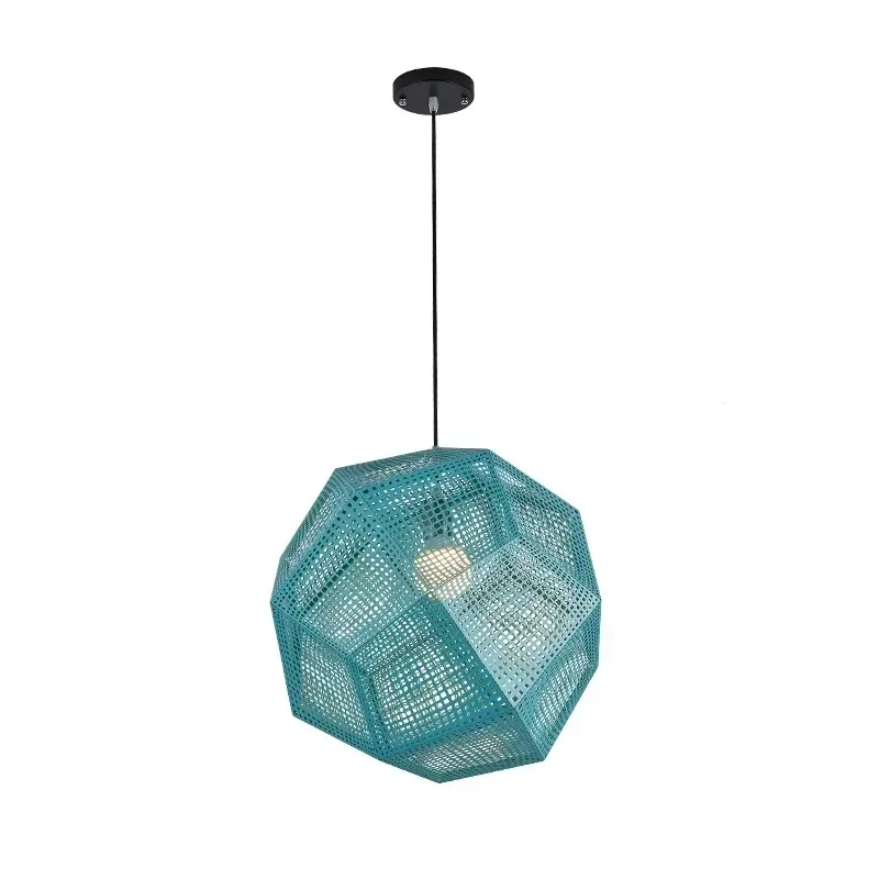 Creative, personalized single-head chandelier LED hollow, simple, blue wrought iron chandelier, living room dining room