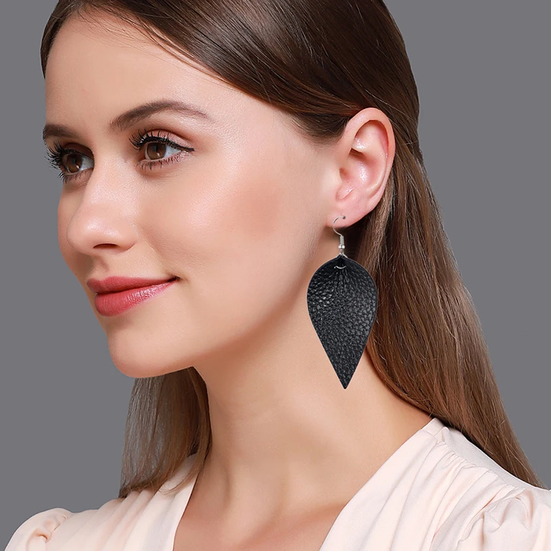 Classic Fashion Leopard Print Faux Leather Earrings For Women Girls Lightweight Teardrop Handmade Drop Dangle Earrings Jewelry