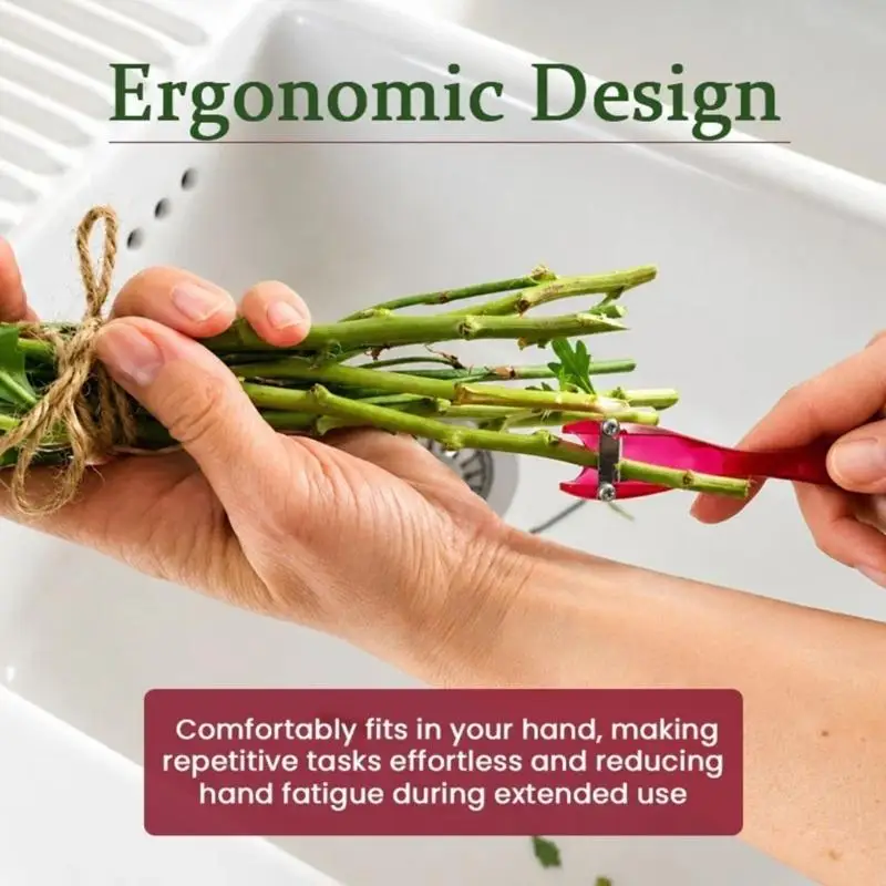 Y1UD Flower Arranging Stem Cleaner Tool with Curved Scraping Head and Long Textured Handle for Roses and Thorny Stems