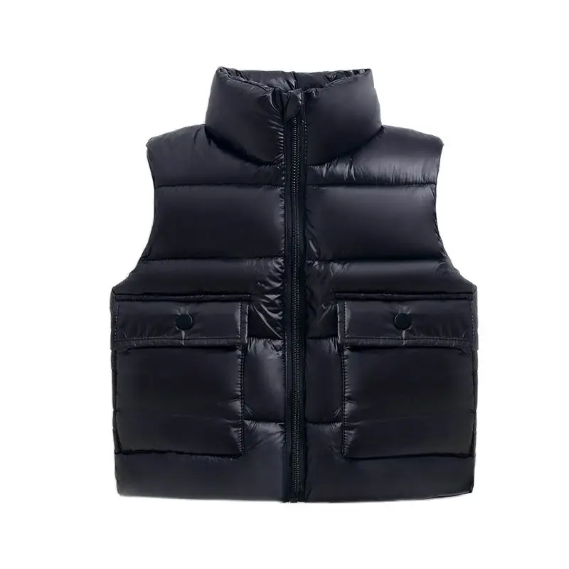 

Children Vests Autumn Winter Down Cotton 2022 New Lapel Coats Boys Girls Sleeveless 2-7y Kids Clothes Warm Waistcoat Jacket