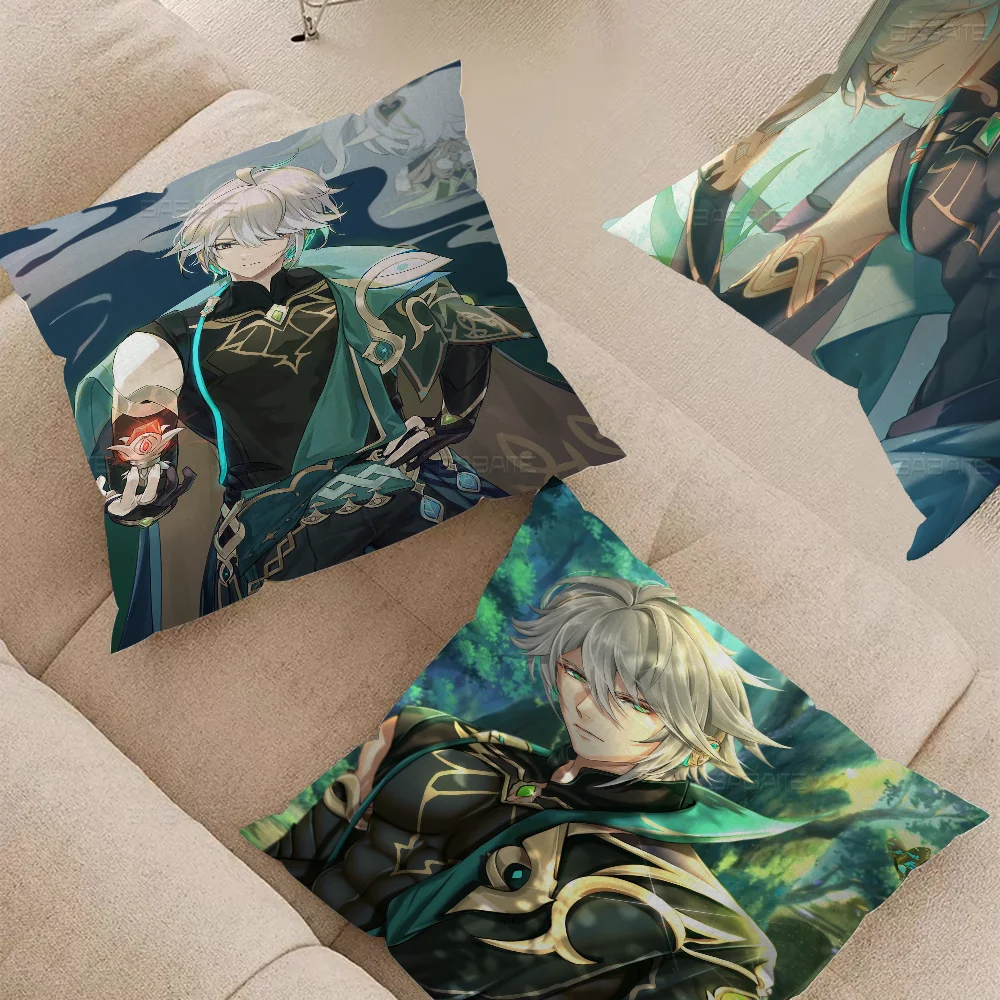 

Genshin Impact Alhaitham Pillow Cushion Cover Pillowcase Living Room Sofa Home Decor Customized
