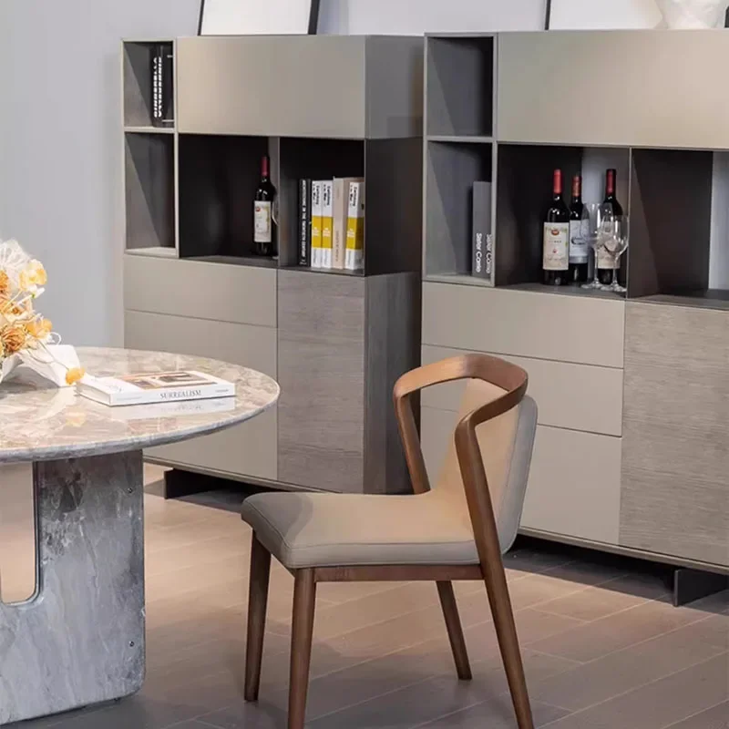 

# Nordic Solid Wood Dining Chairs Leather Vintage European Modern Dining Chairs Minimalist Lazy Sedie Sala Pranzo Furniture L