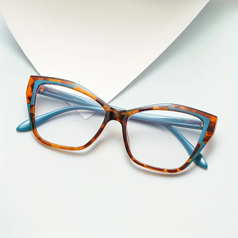 남성과 여성을 위한 새로운 금속 고양이 눈 프레임 패션 안경 1쌍, 주야간 사용, 블루라이트 방지 렌즈, 틴티드 안경