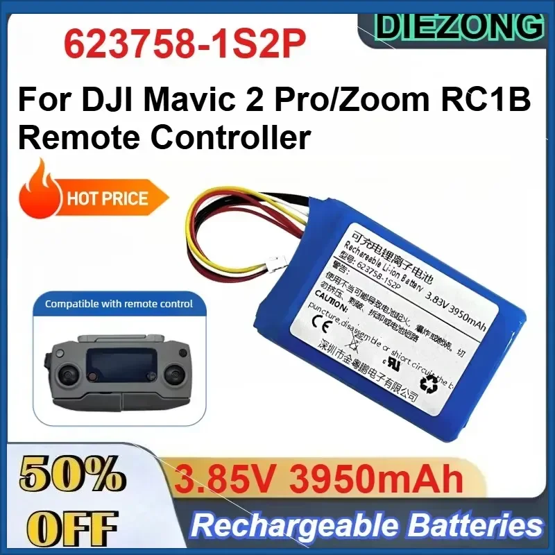 623758-1S2P 3.85V 3950mAh Rechargeable Li-Ion Battery for DJI Mavic 2 Pro/Zoom RC1B Remote Controller Batteries