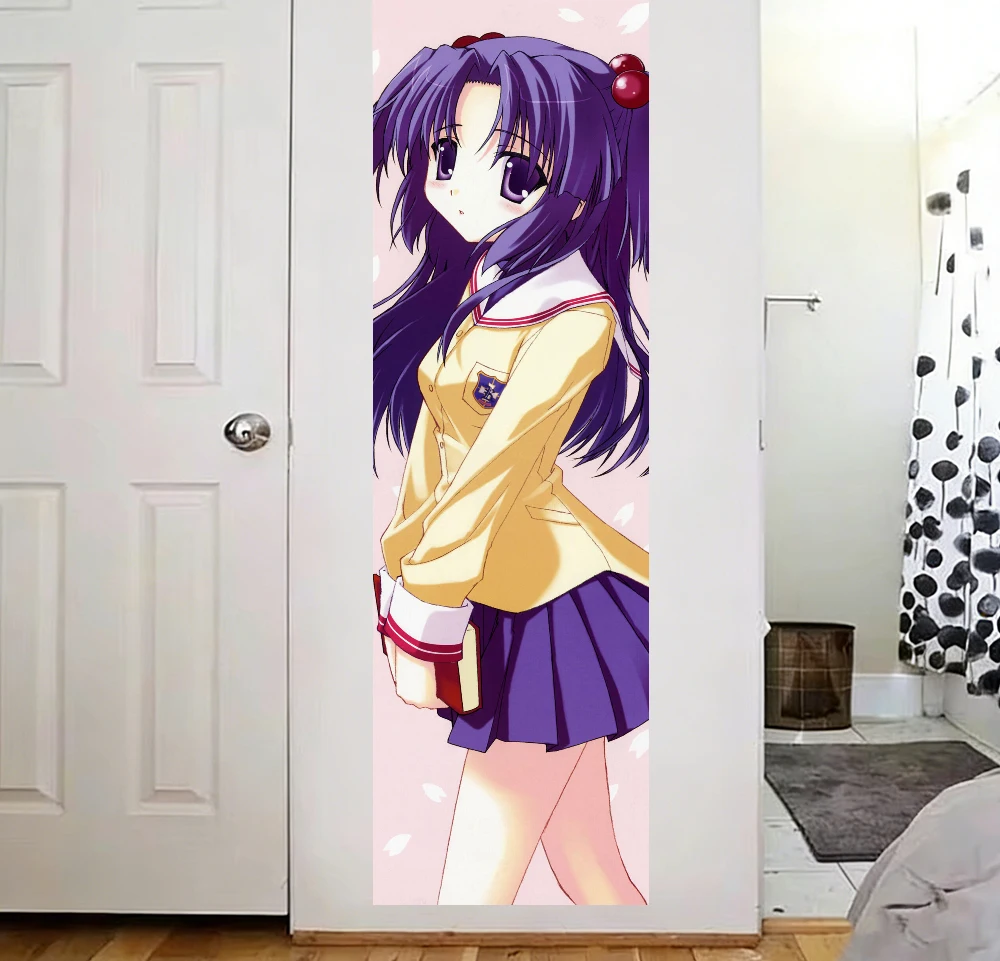 Clannad Kotomi Tapestry Wall Hanging Vertical Purple Hair School Uniform Book Pink Anime Bedroom Dorm Home Decor Fans Gifts