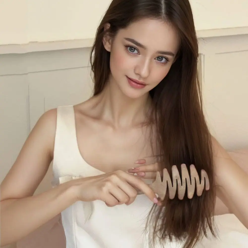 Hollow Boar Bristle Hair Comb Rose Comb Fluffy Hair Care Scalp Massage Brush Voluminous Roots Style Curly Hairbrush
