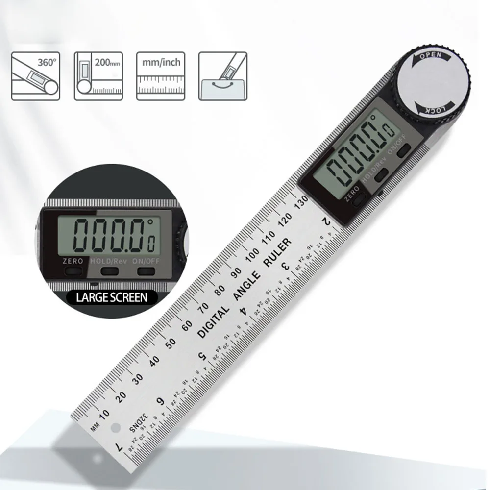 200mm Digital Protractor Angle Ruler Electron Goniometer Angle Finder Meter Angle Gauge Measuring Tools