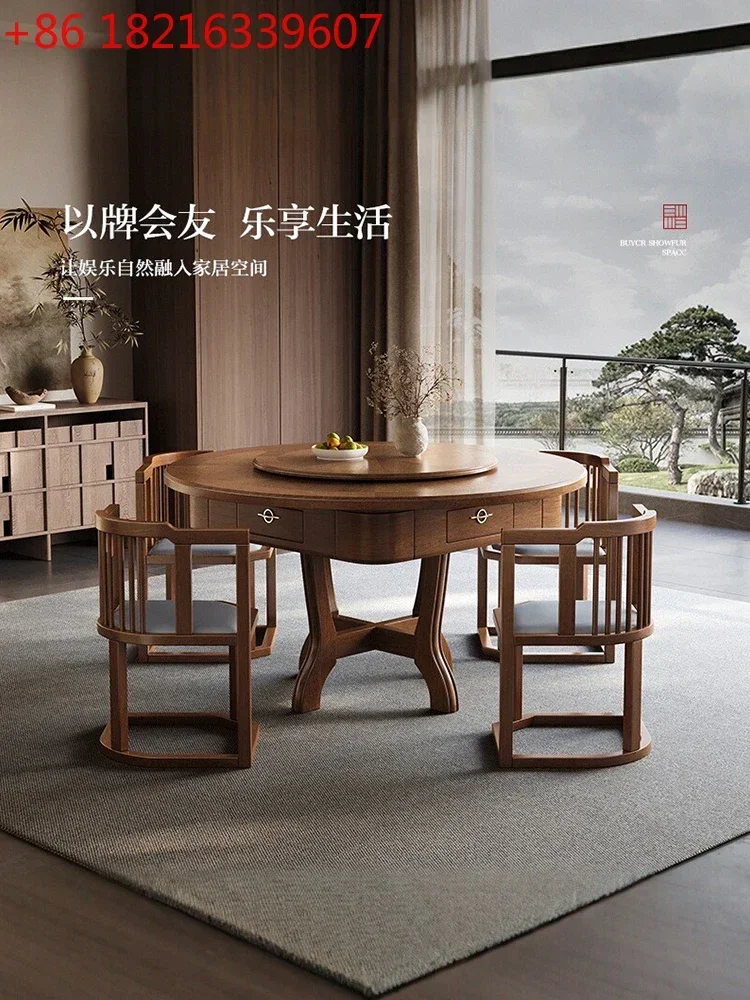 TAO Fully automatic household new Chinese-style solid mahjong table and dining table dual-use integrated dual-use