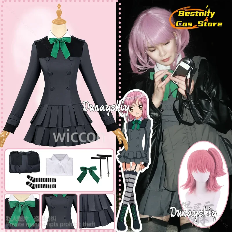 CosplayShugo Chara Hinamori Amu 코스프레 애니메이션 의상 카와이 레이디 그레이 슈트 스커트 JK 교복 섹시한 스타킹 로리타 맞춤
