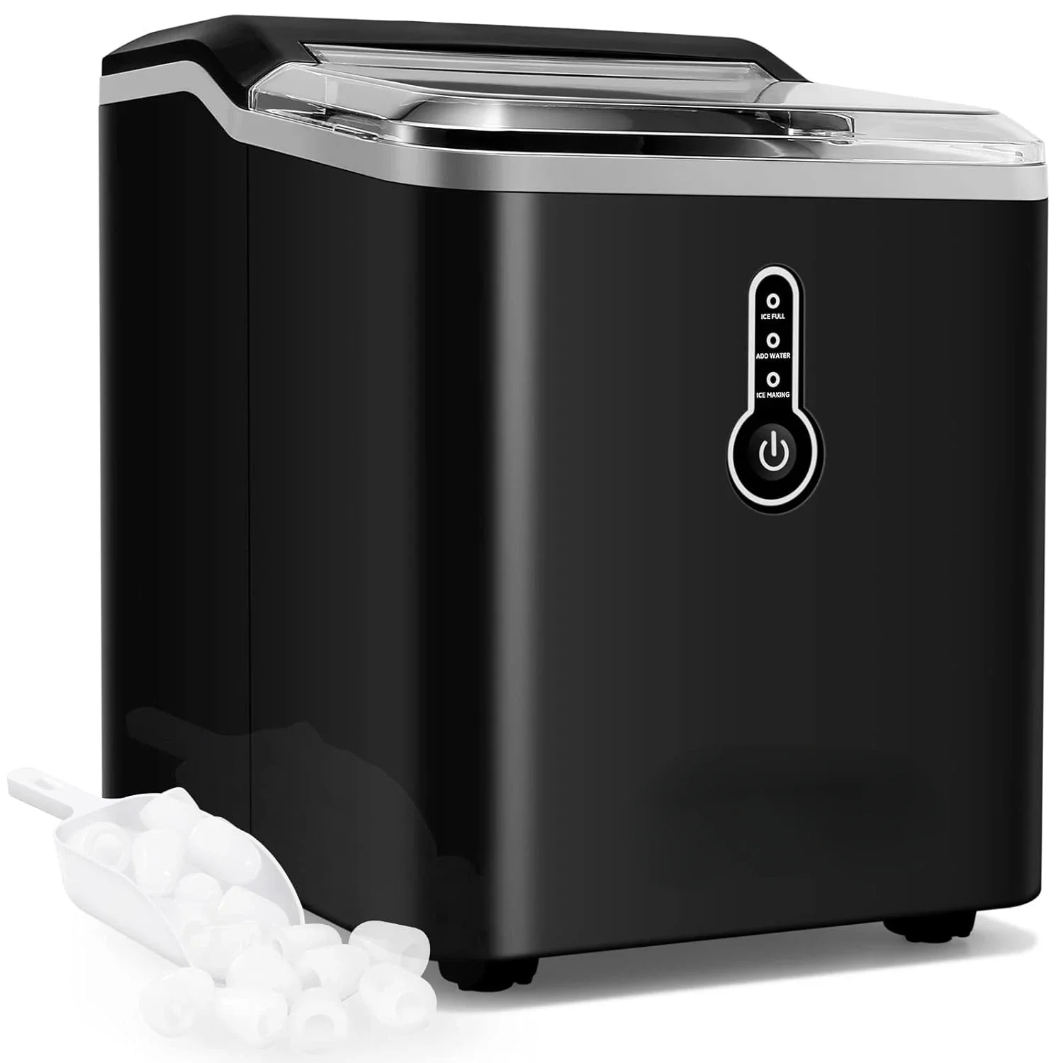 Máquina de gelo portátil eficiente compacta, 9 Thick Ice Machine, Produz 6 a 9 Mins, 26,5 Lbs of Ice, 24Hrs, Bancada