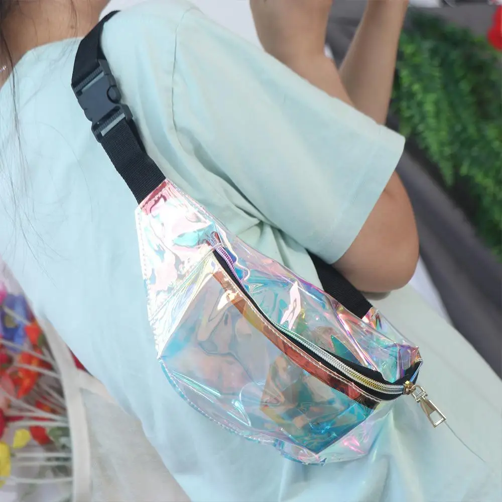 

Waterproof Transparent Waist Bag Water-Sprinkling Festival Half Moon Belt Bag PVC Chest Bag Korean Style Phone Bag